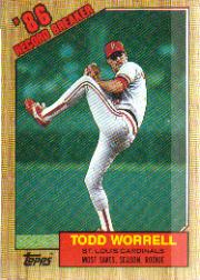 1987 Topps Baseball Cards      007      Todd Worrell RB#{Most saves&#{season& rookie